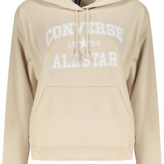 Sudadera con capucha y cremallera Converse para mujer en color beige.