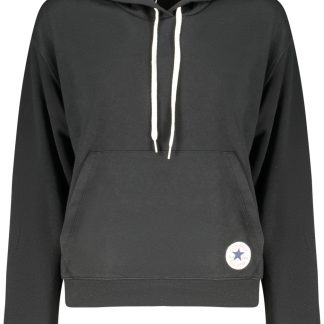 Sudadera con capucha y cremallera Converse para mujer, color negro.