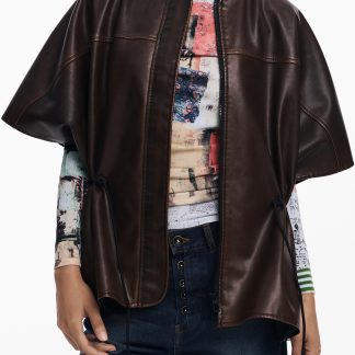 PONCHO MARRÓN DE MUJER DESIGUAL