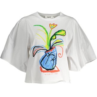 CAMISETA MANGA CORTA MUJER DESIGUAL BLANCO