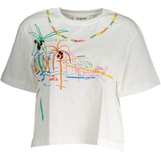 CAMISETA MANGA CORTA MUJER DESIGUAL BLANCO