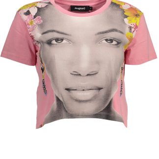 CAMISETA MANGA CORTA MUJER DESIGUAL ROSA
