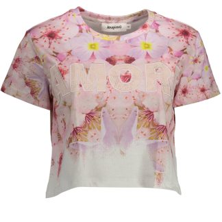 CAMISETA MANGA CORTA MUJER DESIGUAL ROSA