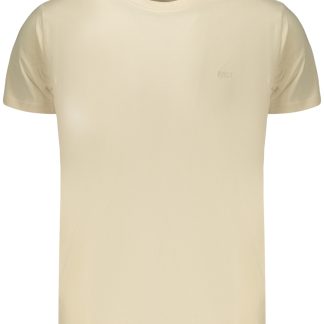 Camiseta de manga corta para hombre con estampado de rifle, color beige.