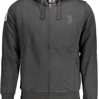 SUDADERA NEGRA CON CREMALLERA PARA HOMBRE DE LA ASOCIACIÓN DE POLO DE EE. UU.