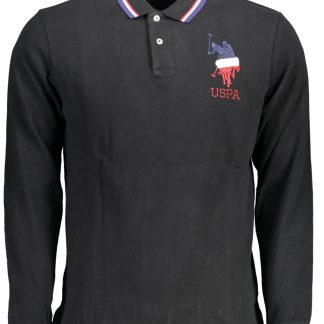POLO DE MANGA LARGA PARA HOMBRE DE LA ASOCIACIÓN DE POLO DE EE. UU., NEGRO