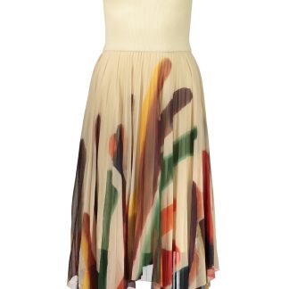 VESTIDO LARGO DE MUJER DESIGUAL EN BEIGE